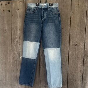 KanCan Two-Tone Denim Straight Leg Jeans